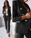 Women's Double Breasted Blazer and Fitted Trouser Set | Two Piece