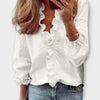 Women's Elegant Ruffled V-Neck Summer Blouse | Long Sleeve