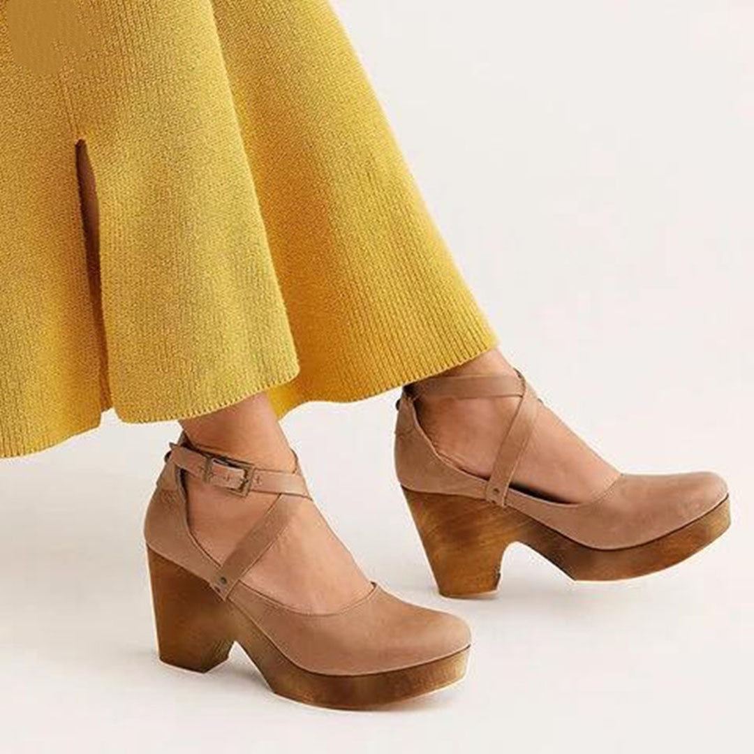 Women's Elegant Closed Toe Ankle Strap Sandals | Wedge Heel