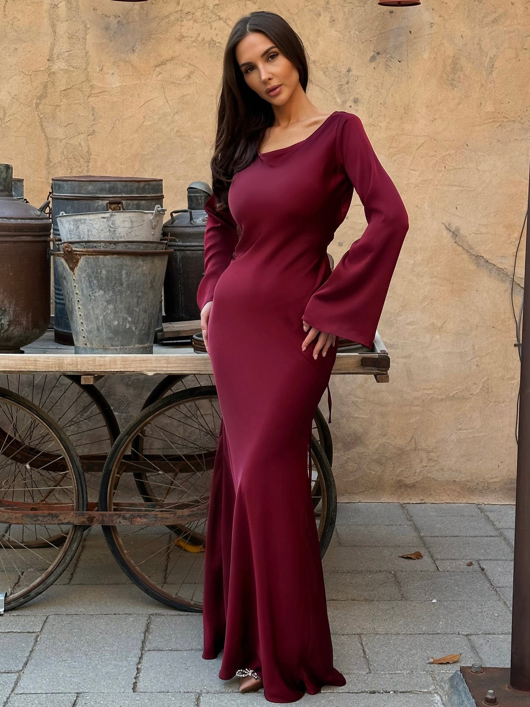 Women's Elegant Long Sleeve Evening Dress | Maxi