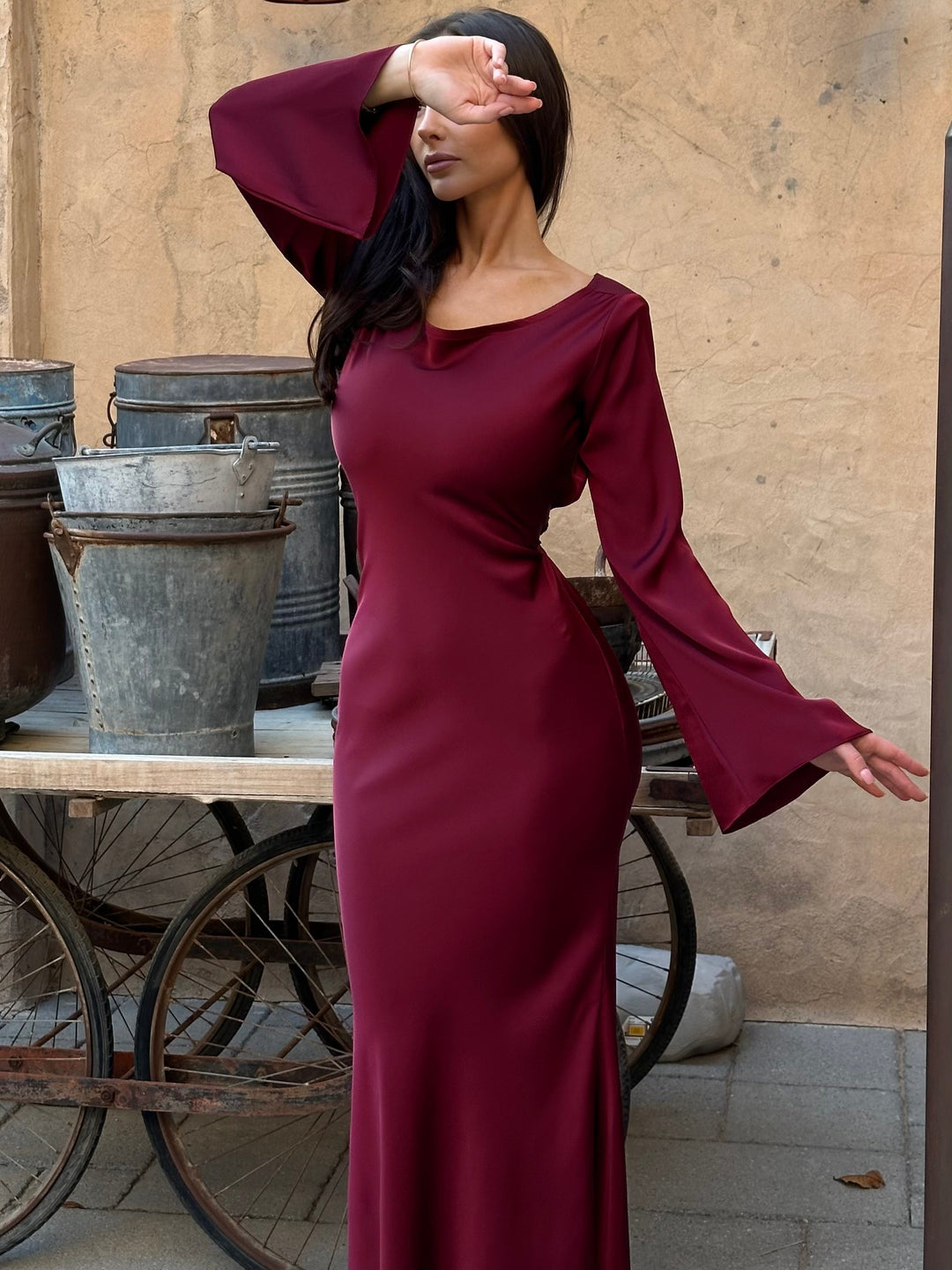 Women's Elegant Long Sleeve Evening Dress | Maxi