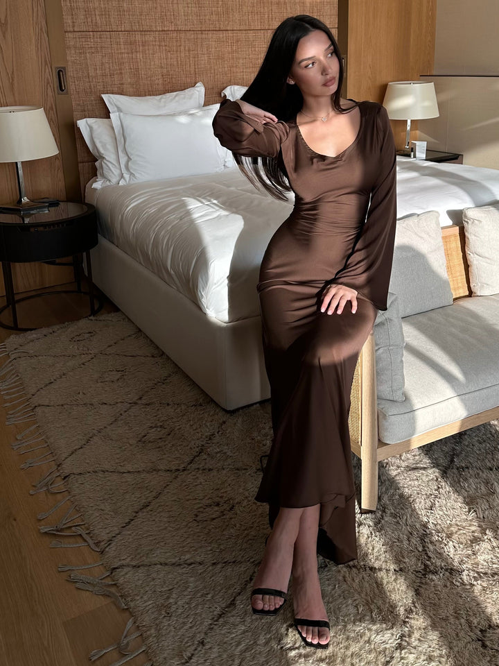 Women's Elegant Long Sleeve Evening Dress | Maxi
