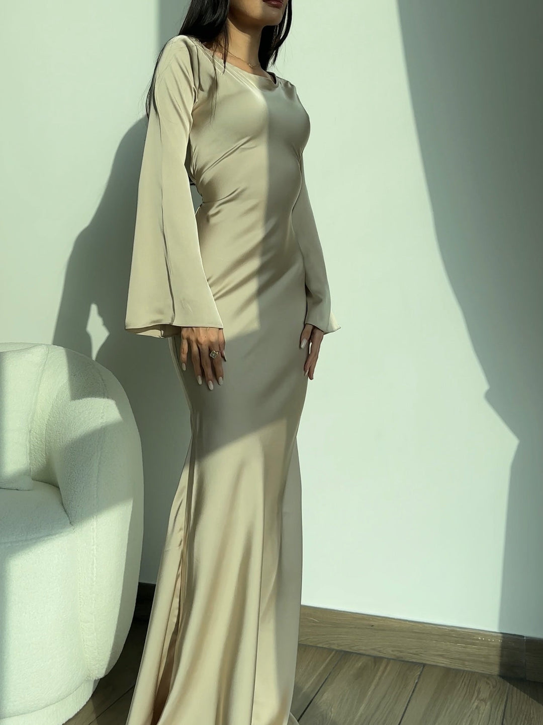 Women's Elegant Long Sleeve Evening Dress | Maxi