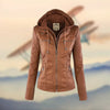 Women's Full Zip Hooded Leather Jacket | Winter