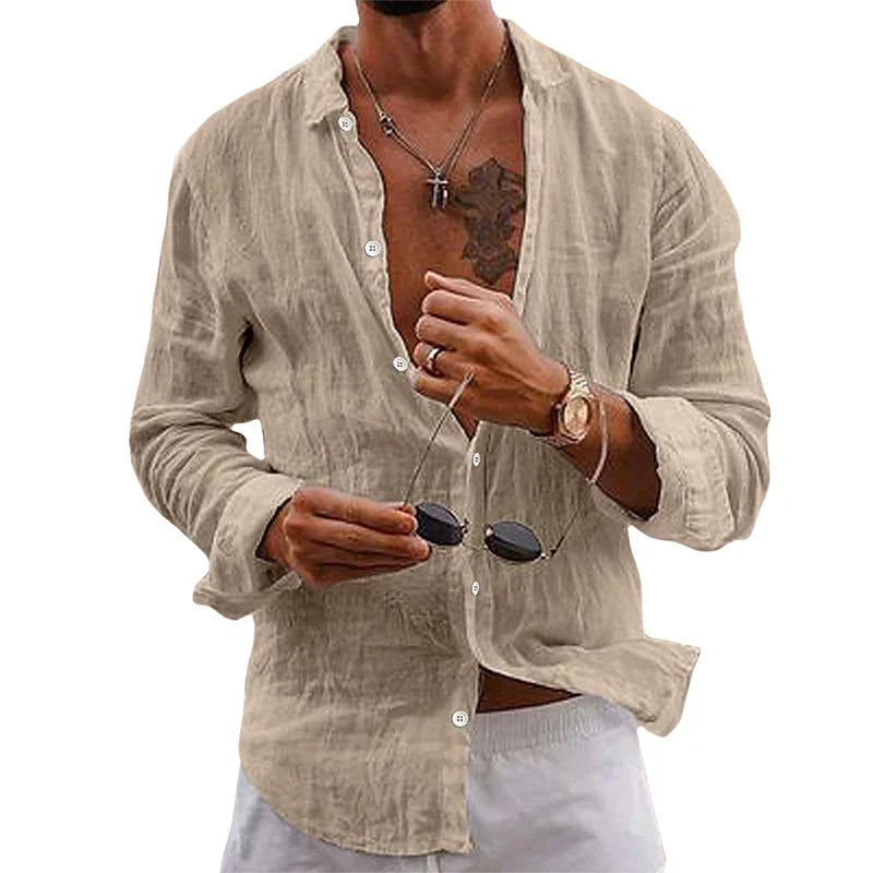 Men's Loose Summer Button Up Shirt | Short Sleeves