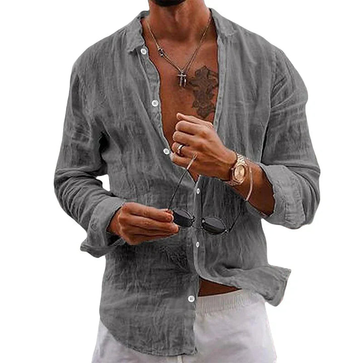 Men's Loose Summer Button Up Shirt | Short Sleeves