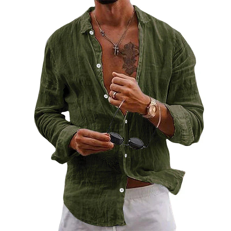 Men's Loose Summer Button Up Shirt | Short Sleeves