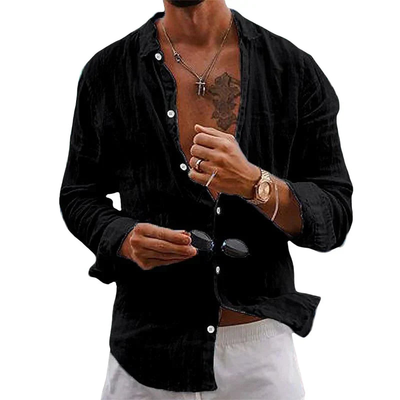 Men's Loose Summer Button Up Shirt | Short Sleeves