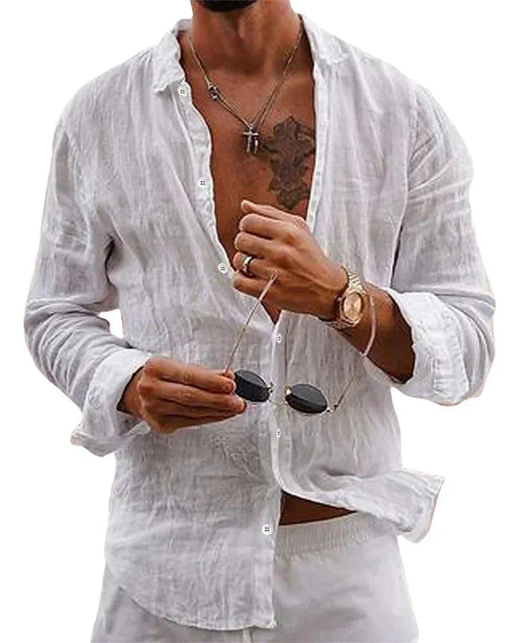 Men's Loose Summer Button Up Shirt | Short Sleeves