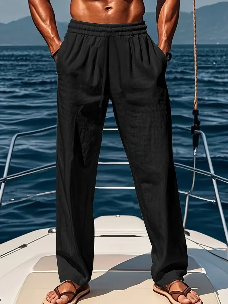 Men's Summer Drawstring Beach Trousers | Wide Fit