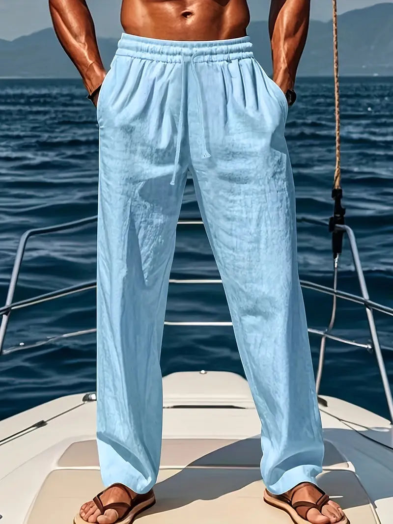 Men's Summer Drawstring Beach Trousers | Wide Fit