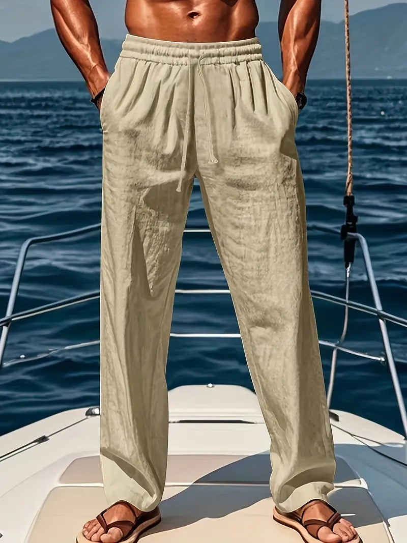 Men's Summer Drawstring Beach Trousers | Wide Fit
