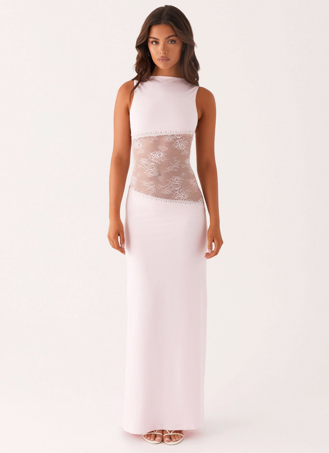 Women's Elegant Sleeveless Lace Cutout Dress | Maxi