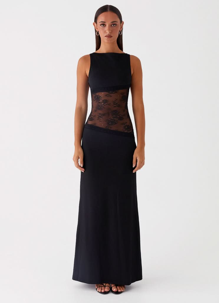 Women's Elegant Sleeveless Lace Cutout Dress | Maxi