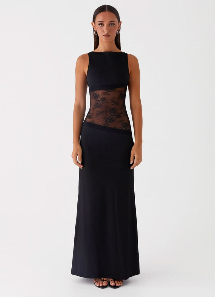 Women's Elegant Sleeveless Lace Cutout Dress | Maxi