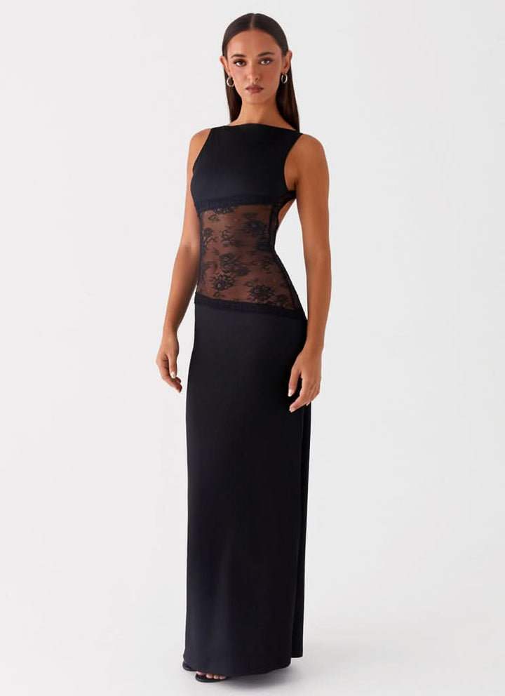 Women's Elegant Sleeveless Lace Cutout Dress | Maxi
