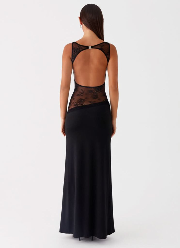 Women's Elegant Sleeveless Lace Cutout Dress | Maxi