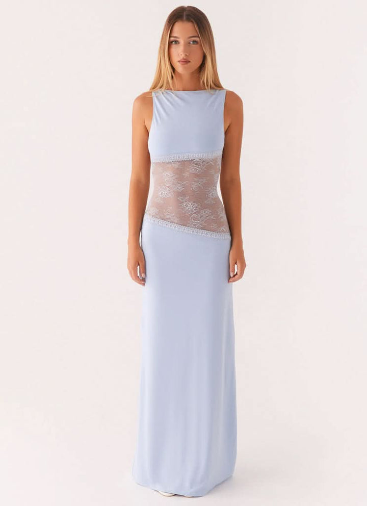 Women's Elegant Sleeveless Lace Cutout Dress | Maxi