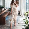 Women's Wedding Guest Collared V Neck Dress | Midi