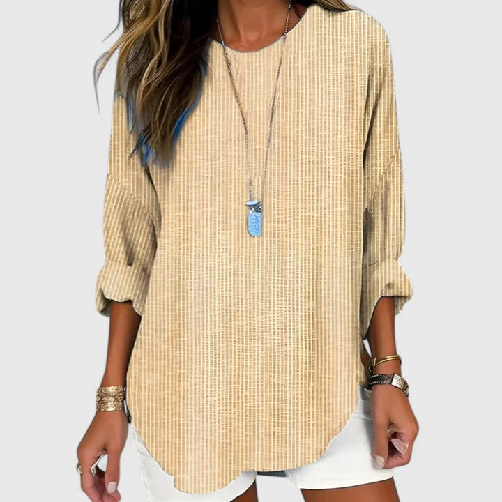 Women's Elegant Summer Striped Blouse | Long Sleeve