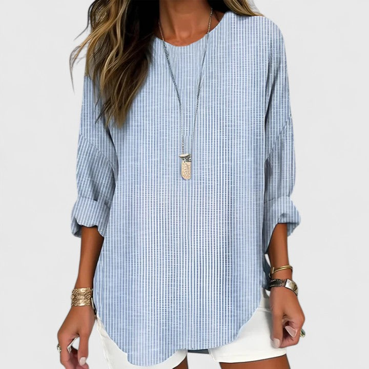 Women's Elegant Summer Striped Blouse | Long Sleeve
