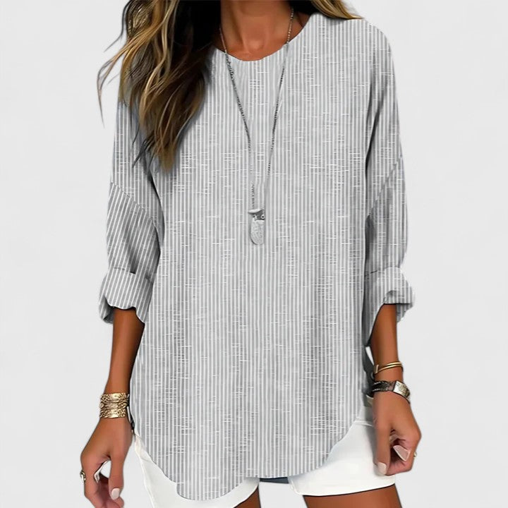 Women's Elegant Summer Striped Blouse | Long Sleeve