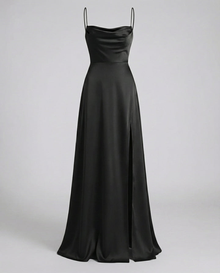 Women's Elegant Drape and Side Slit Evening Dress | Maxi