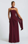 Women's Strapless Side Slit Wedding Guest Dress | Maxi
