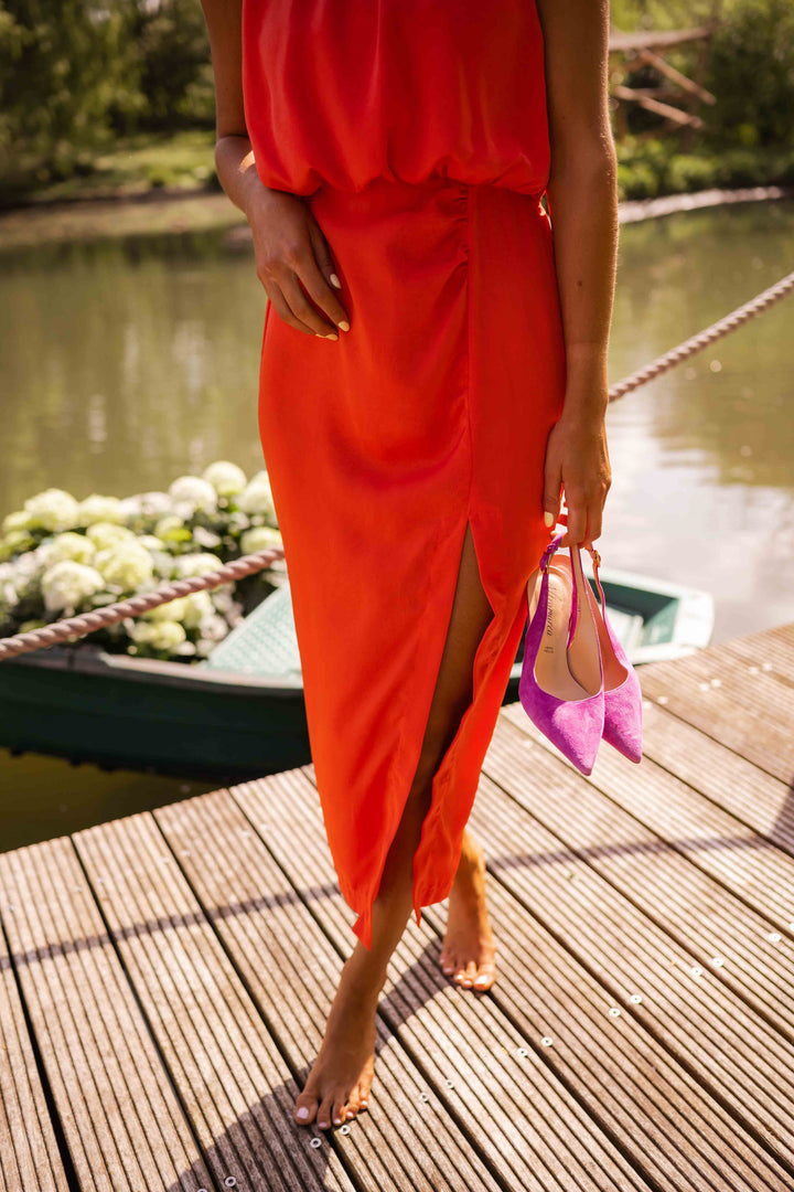 Women's Sleeveless Summer Side Slit Dress | Midi