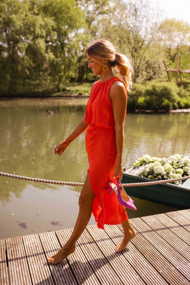 Women's Sleeveless Summer Side Slit Dress | Midi