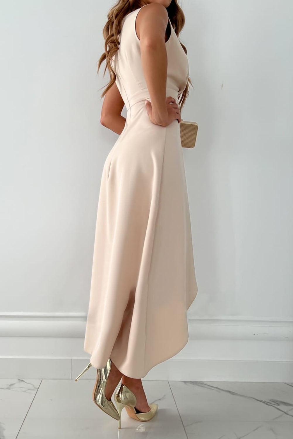 Women's Elegant Plunging V-Neck Wrap Style Dress | Midi