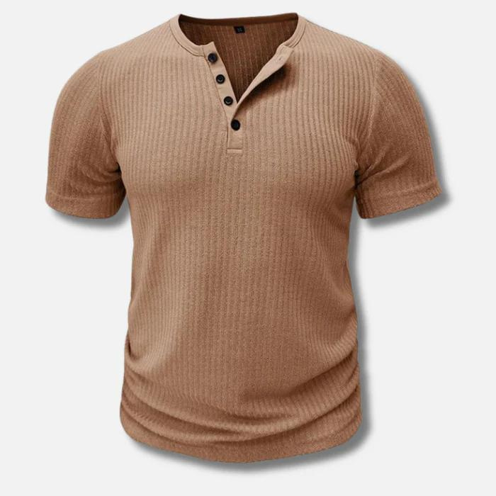 Men's Casual Button Detail T-Shirt | Fitted
