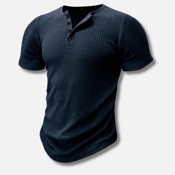 Men's Casual Button Detail T-Shirt | Fitted