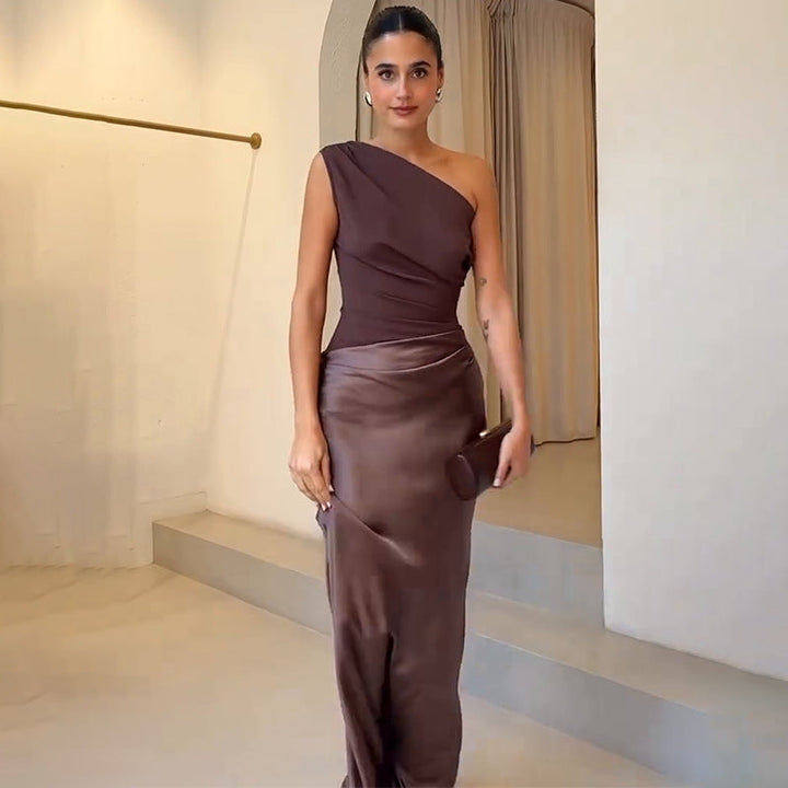 Women's Elegant Asymmetric Formal Wedding Guest Dress | Maxi