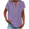 Women's Relaxed Fit Notch V-Neck Blouse | Short Sleeve