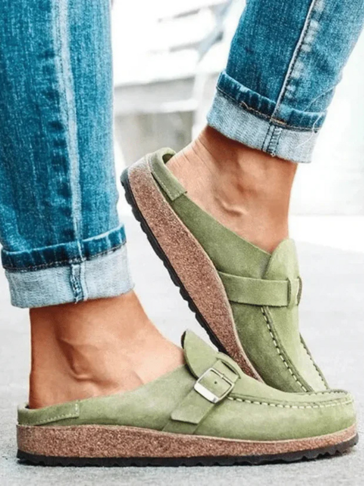 Women's Casual Buckle Detail Slip On Clogs | Orthopedic