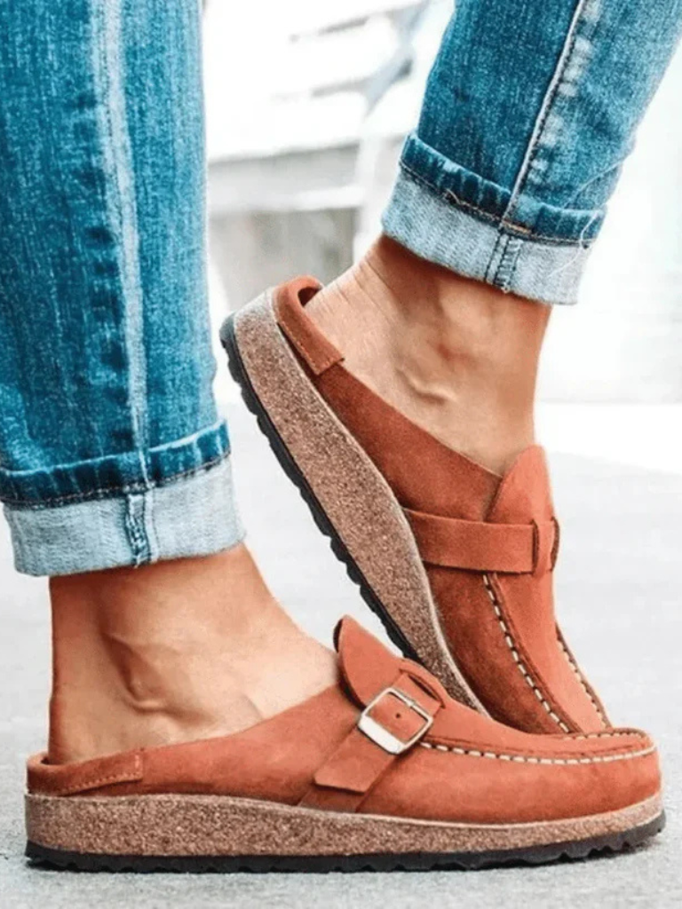 Women's Casual Buckle Detail Slip On Clogs | Orthopedic