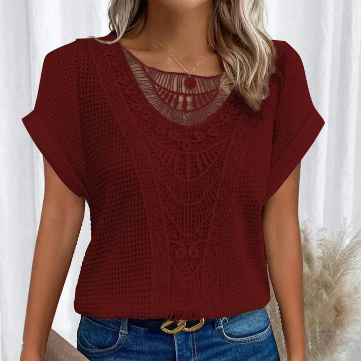 Women's Casual Boho Textured Blouse | Short Sleeves