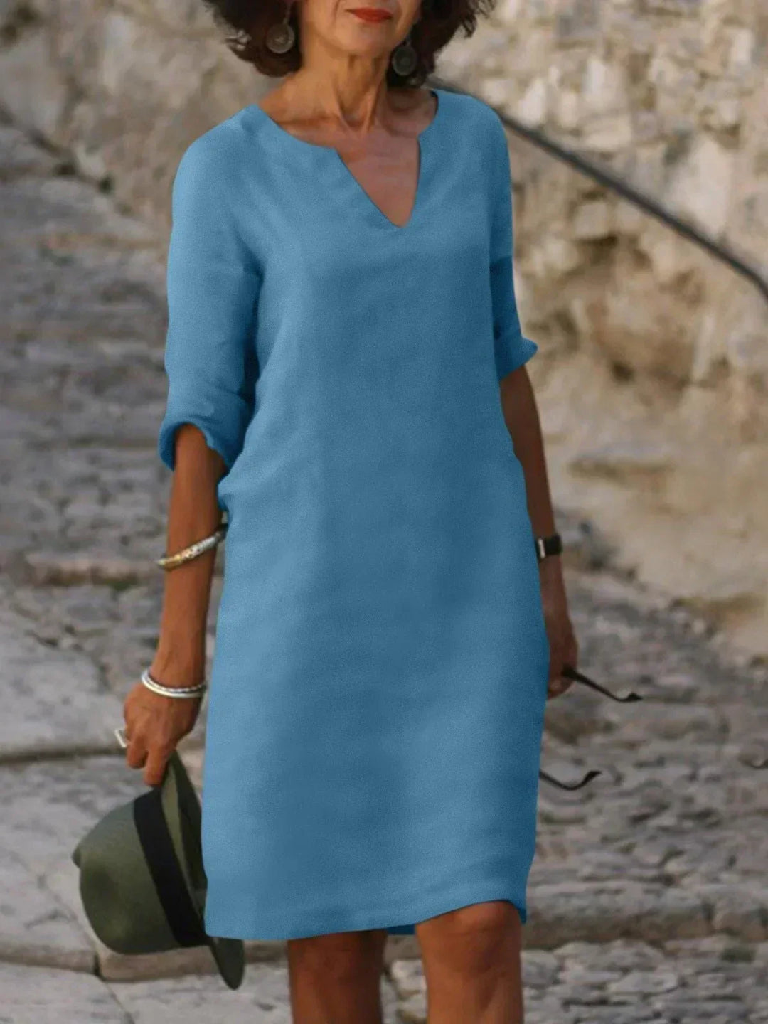 Women's Elegant Summer Notch V-Neck Dress | Mini