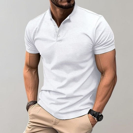 Men's Casual Stand Up Collar Fitted Polo Shirt | Short Sleeve