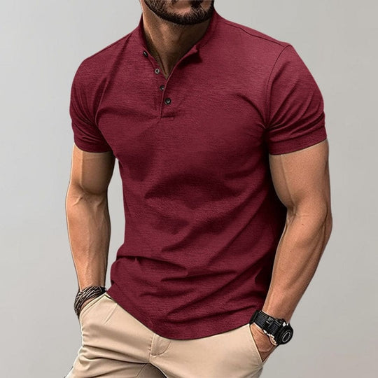 Men's Casual Stand Up Collar Fitted Polo Shirt | Short Sleeve