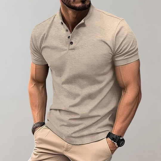 Men's Casual Stand Up Collar Fitted Polo Shirt | Short Sleeve