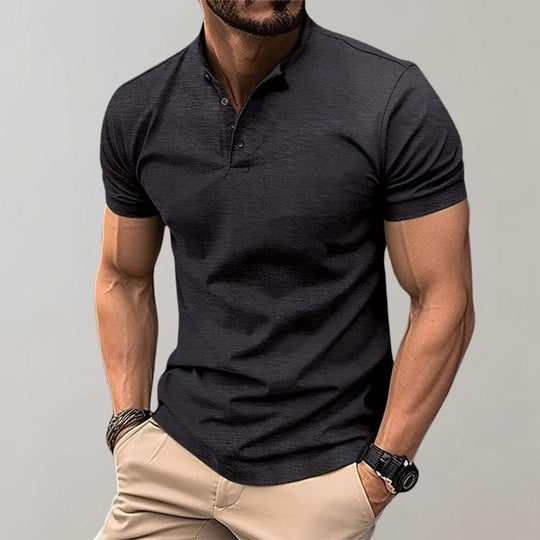 Men's Casual Stand Up Collar Fitted Polo Shirt | Short Sleeve