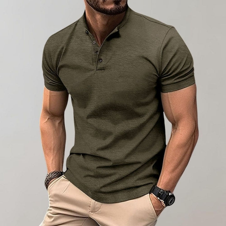 Men's Casual Stand Up Collar Fitted Polo Shirt | Short Sleeve
