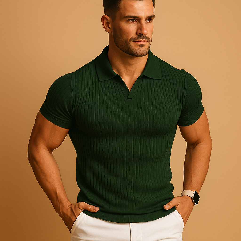 Men's Casual Slim Fit Collared Polo Shirt | Short Sleeves