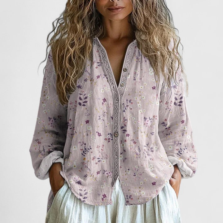 Women's Floral Summer Blouse | Long Sleeve