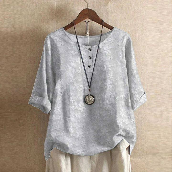 Women's Vintage Button Detail Floral Blouse | Three Quarter Sleeves