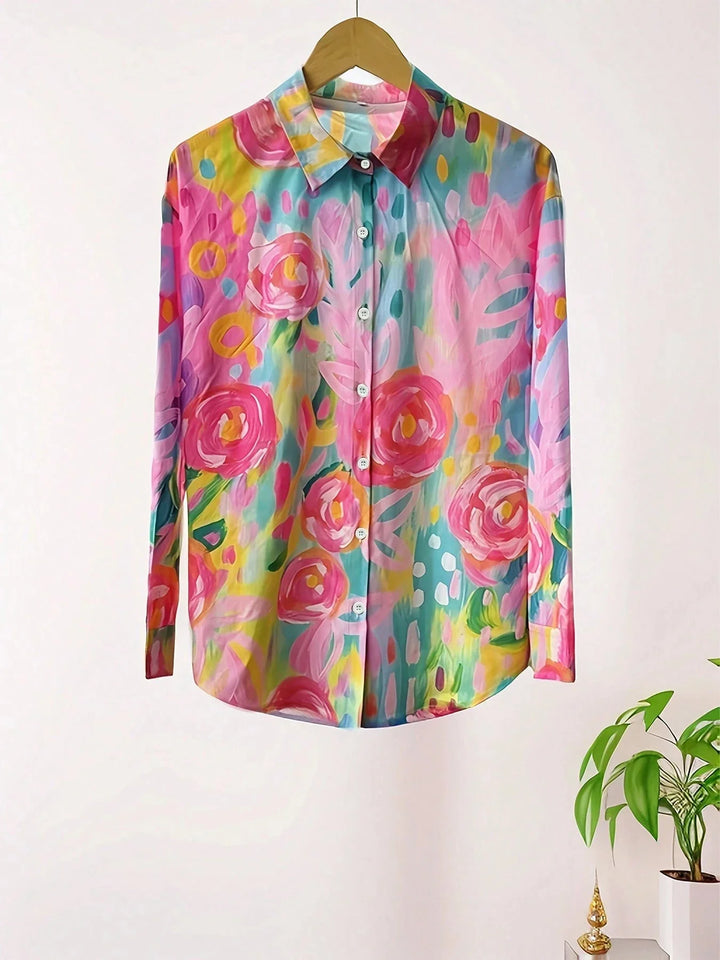 Women's Colorful Playful Print Blouse | Long Sleeve