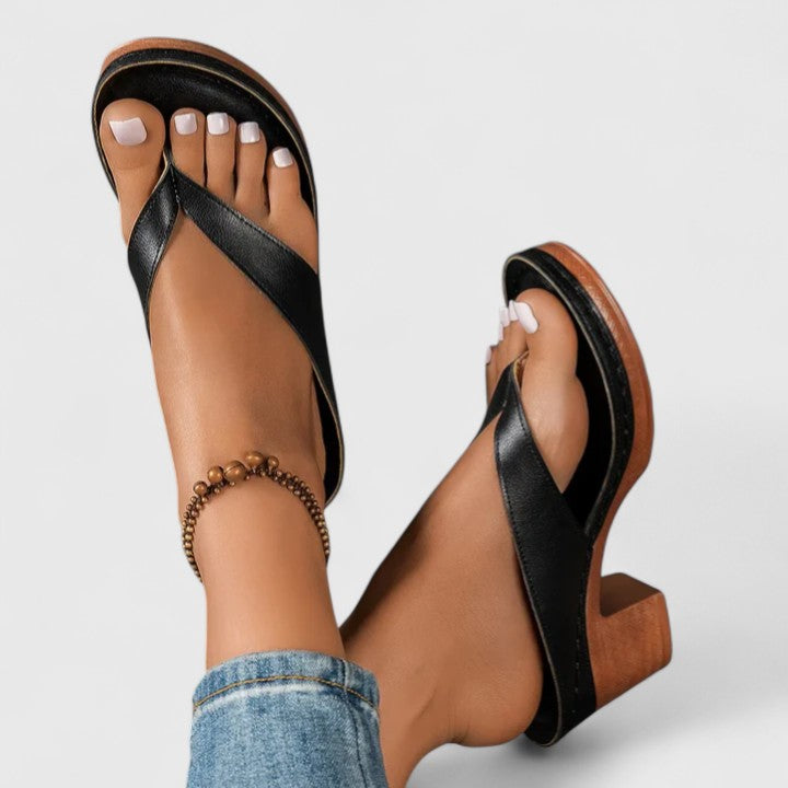 Women's Summer Thong Block Heel Sandals | Orthopedic