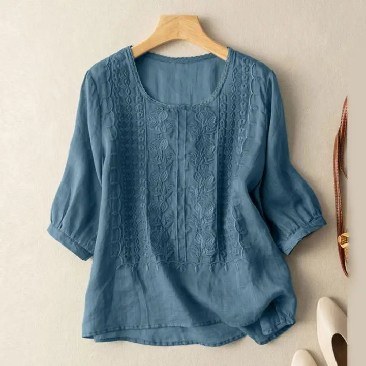 Women's Casual Loose Fit Floral Pattern Blouse | Three Quarter Sleeves
